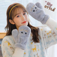 Guantes De Piel De Conejo Y Gato Para Mujer Guantes De Invierno De Plush Cálidos Y Suaves Medio Dedo Flexibles Y Gruesos - details 8