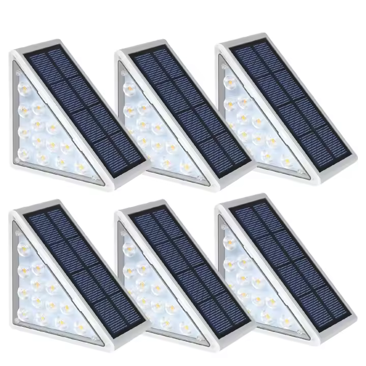 LED Solar Luces de Paso Impermeable Al Aire Libre Luces de La Escalera, Solar Deck Lights Decoración Al Aire Libre IP67 Solar 6 Pack luz cálida SY - 1