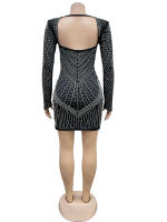 Beyprern Vestido Mini De Noche Con Diamantes Negro Elegante Y Sexy Para Fiesta Cumpleaños Y Salidas Vestido De Fiesta Con Adornos De Cristal - details 2