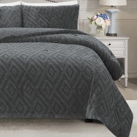 Vivid Torral - Edredón Borrego Rombos Gris Oscuro Excelent  Deluxe Tacto Manta + Fundas De Cojines* - details 2
