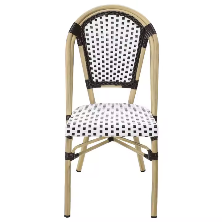 Silla PARIS, apilable, aluminio, ratán blanco y marrón - 1