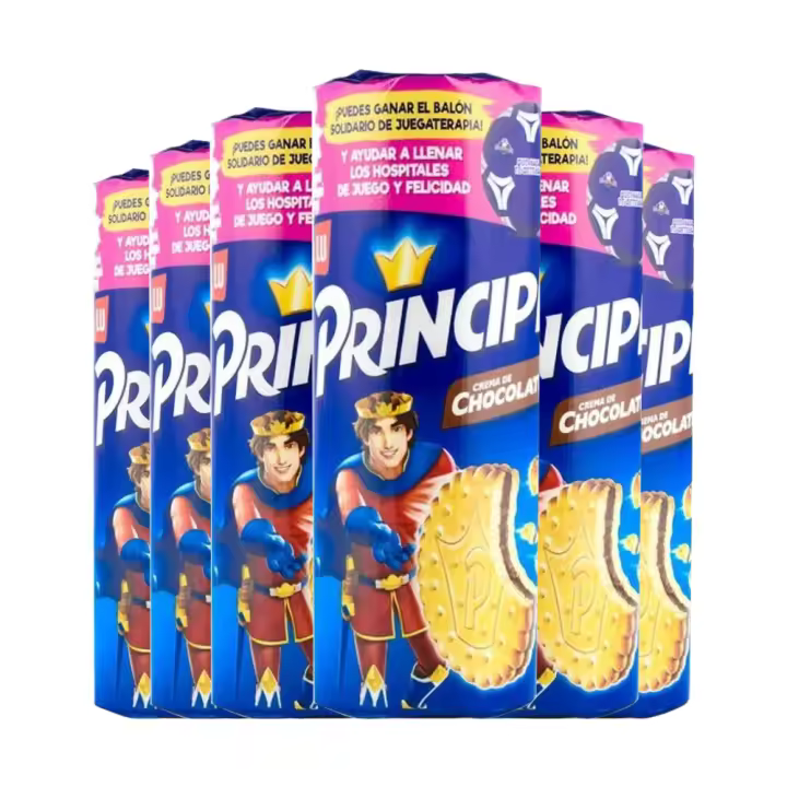 Mondelez Galletas Principe de Chocolate 300 G X 6 Paquetes. Total 1.80 Kg - Rellenas con Crema de Chocolate - Ideal para el Desayuno - 1