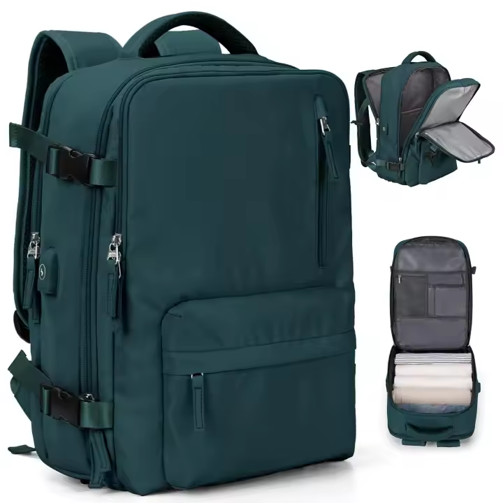 Mochila de viaje para cabina de avión, maleta para mujer, equipaje de mano para cabina de avión, mochila de senderismo de 45 x 36 x 20 cm, mochila impermeable para portátil para hombre con cargador USB - 1