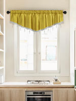Valance De Cortina De Tela Italiana En Forma De V Con Bolas Moderno Y De Color Puro Para Decoración De Sala De Estar Ventanas Y Puertas - details 12