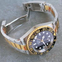 Reloj Mecánico Automático Para Hombre NH34A Rose Gold Doble Tono Con Correa Jubilee 200m Impermeable Movimiento GMT Reloj De Divercio - details 15