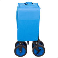 Aktive - Carro playa plegable, carrito de transporte, con ruedas giratorias 360º con frenos, mango multiángulo y 2 bolsillos (1 de quita y pon), máx. 80 kg de carga, espacioso y versátil, de acero y poliéster, diseño plegable, incluye funda - details 1