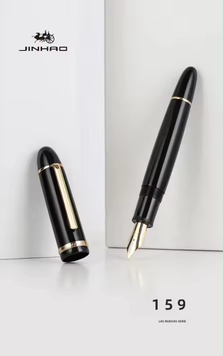 Pluma Fuente JinHao X159 De Acrílico Negro Con Clip De Metal Punta Fina 0.5mm Para Oficina Y Escuela Regalo De Papelería - 1