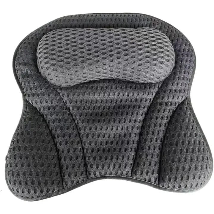 Almohada de baño de spa de lujo con tecnología de malla de aire 4D, hipoalergénica, ventosa antideslizante, soporte para cuello y espalda, secado rápido, lavable a máquina, accesorio de baño relajante de regalo - 1