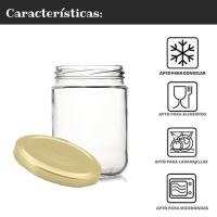 MundoTarros - 12 Tarros de Cristal de 250 ml con Tapa de metal de Rosca Hermética + Ebook de 102 Recetas - Tarritos para Postres, Mermelada, yogur, salsas - Incluye Etiquetas - details 0