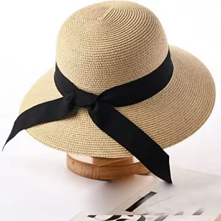 Sombrero De Moda Para Mujer Verano Protección Solar Amplio Para Playa Viajes Al Aire Libre Estilo Casual Color Sólido Fedora - 1