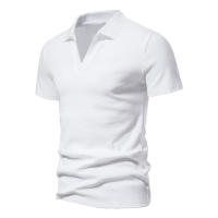 Camisa Henley Para Hombre En Algodón Ajustada Corta Casual Para Jogger Camisetas Sueltas Estilo Inglés Cuidado Facil - details 10