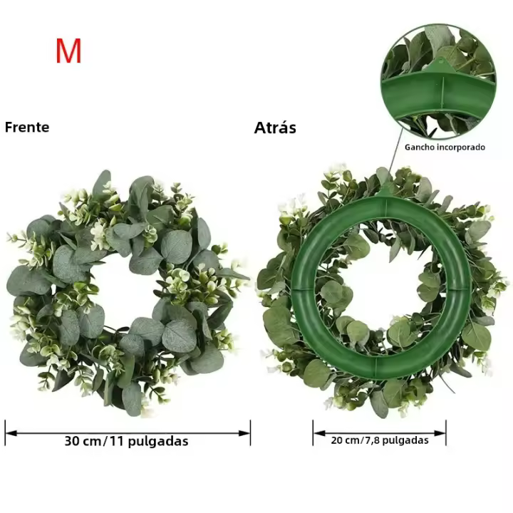 Corona De Eucalipto Artificial Para Puerta Delantero Decoración De Pared Hogar Primavera Verano Faux Eucalipto Para Centros De Mesa - 1