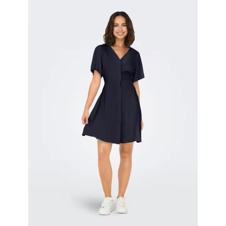 Only Evida Vestido Corto Color Azul Oscuro - Suave Y Fresco - 1