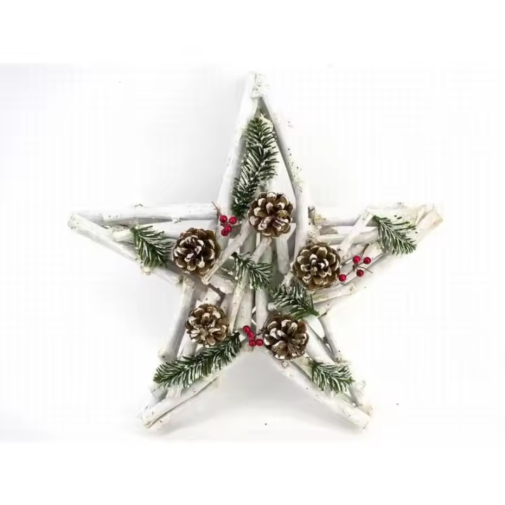 Gerimport Estrella con Piñas Decoración Navidad 40x40x10 Cm - Decoración Navideña única - 1