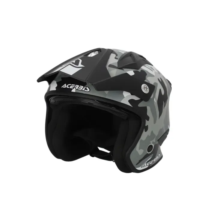 Casco moto trial acerbis aria 22.06 camuflaje militar blanco gris mate - 1