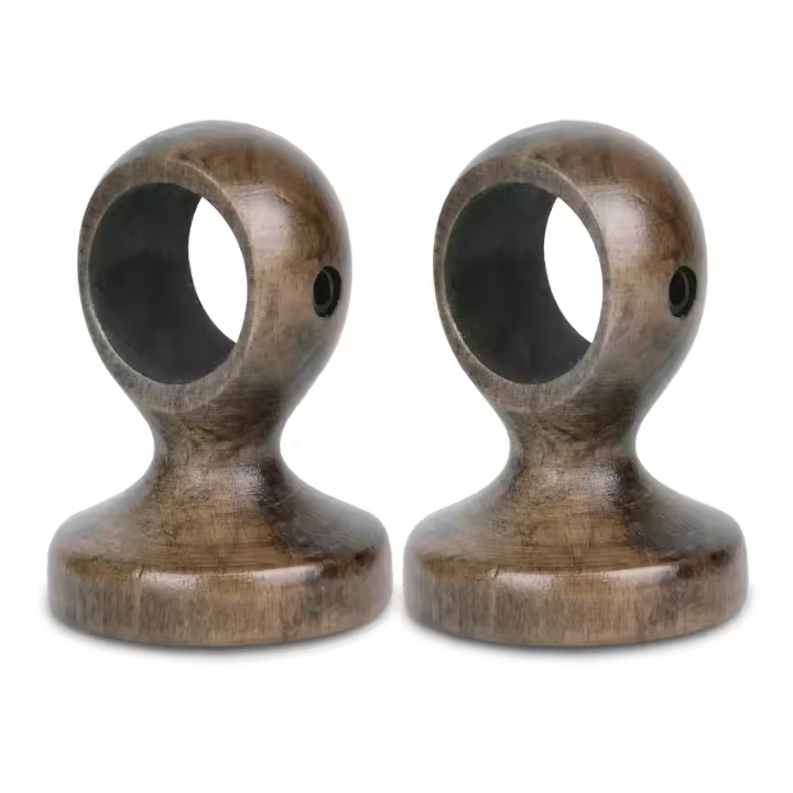 YUNIK HOME- Pack de 2 Soportes Decorativos para Barra de Madera de Pared o Techo. Colgador para Barras de Cortina de ø 28mm. - 1