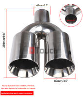 Puntas De Escape Doble De Acero Inoxidable Pulido 63mm Inlet 89mm Outlet 250mm Longitud Con Diseño De Desviación Para Muffler - details 0