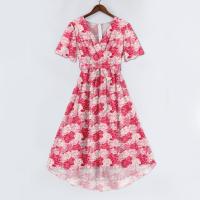 Vestido Casual De Moda Para Mujer Con Cuello En V Manga Corta Volante Vintage Impresión A-Line De Pierna Larga Estilo Italiano - details 18