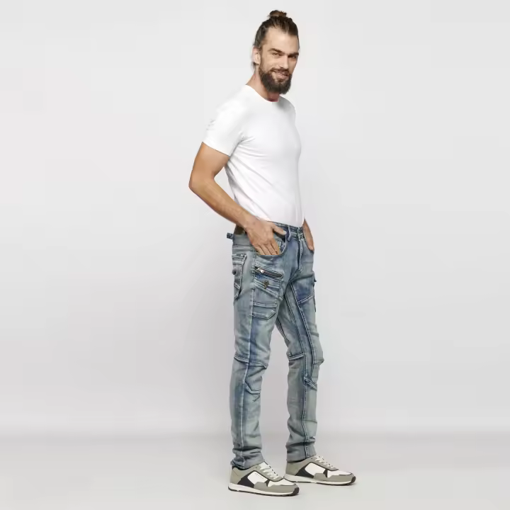 Pantalón largo Koroshi elástico de corte regular denim - 1