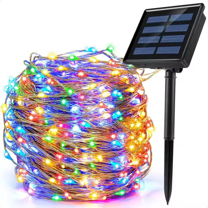 Cadena de luces solares para exteriores, 200 LED, 8 modos, 22 m, para Navidad - 1
