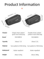 Bolsa De Bicicleta ROCKBROS De Capacidad Alta 1.5L Estuche Duro Impermeable Para MTB Y Carretera Patrón De Carbono Bolsa De Tubo Superior - details 4
