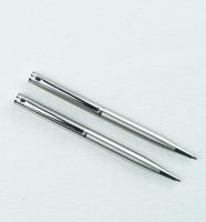 2pcs/Set Bolígrafos De Punto Fijo De Metal Mini Con Recarga Azul Y Negra Dual Portátiles Para Escuela Oficina Viaje - details 7