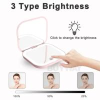 Espejo De Maquillaje Portátil Miniatura Con Luz LED Plegable Y Aumento De 2X Espejo De Mano Para Maquillaje Compacto - details 2