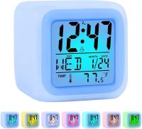 Reloj despertador digital para niños, Luz Nocturna de 7 Colores, función de Repetición, detección de temperatura para niños Pequeños, niños y estudiantes en el dormitorio, funciona con Pilas - details 1