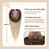 Peluca De Extensiones De Cabello Humano Remy Ombre Marrón Rubia Con Franja Base De Seda Piezas De Clip Para Mujeres Peluca De Topper De Cabello - details 1