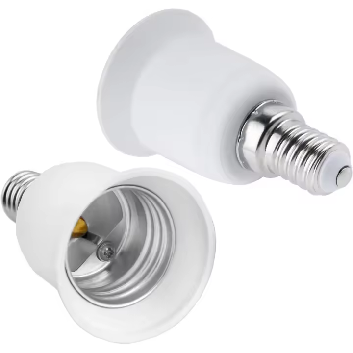 E14 a E27 Adaptador Portalámparas, Adaptador Bombilla E14 a E27, Adecuado para Bombillas E27,Bombillas LED, Bombillas Incandescentes,Bombillas Halógenas,Bombillas CFL,Paquete de 2 - 1