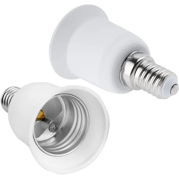 E14 a E27 Adaptador Portalámparas, Adaptador Bombilla E14 a E27, Adecuado para Bombillas E27,Bombillas LED, Bombillas Incandescentes,Bombillas Halógenas,Bombillas CFL,Paquete de 2 - 1