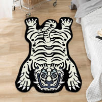 Carpetas De Tigre Para Decoración De Dormitorio Alfombra Gruesa De Piel De Animal Estilo Cartoon Para Sala De Estar Alfombra De Zona - details 0