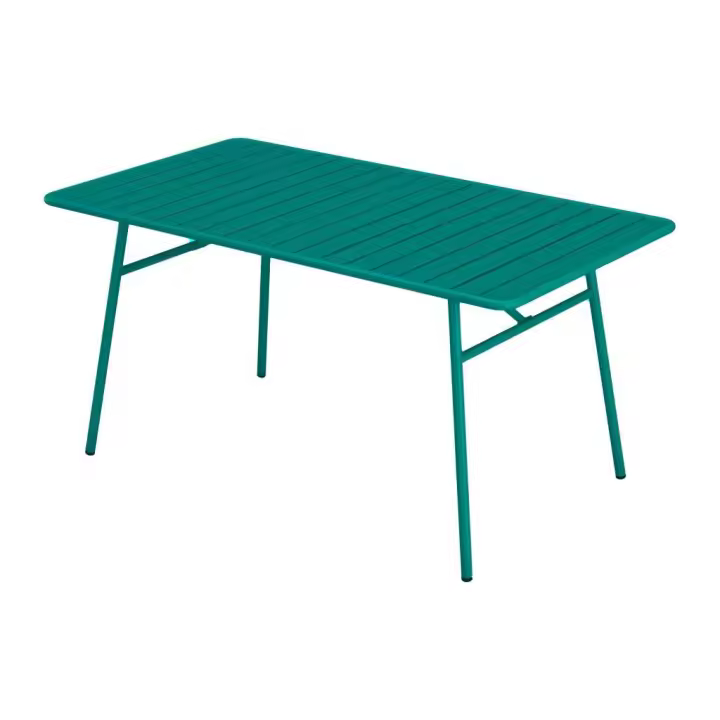 Vente-unique - Mesa de jardín L.160 cm de metal - Azul pato - MIRMANDE de MYLIA - 1