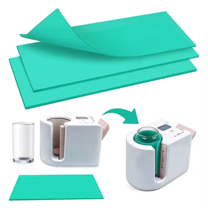 Envoltura de vasos de sublimación para prensa de tazas, envoltura de tazas de silicona verde de 3 espesores para máquina de sublimación de prensa de calor - 1