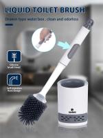 Cepillo de inodoro de silicona con PULVERIZADOR DE AGUA, mango largo de 40cm, recargable, TPR, accesorios de limpieza de baño montados en la pared - details 1