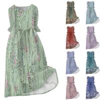 Vestido Bohemio De Verano Para Mujer Estampado Floral Casual Manga Corta Botones Estilo Playa Midi Elegante Robe O-Neck - details 0