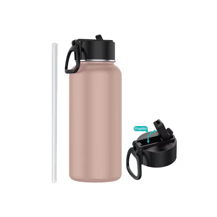 Botella de Acero Inoxidable 1 Litro o 1.2 Litro  Deportiva con Pajita (10 Colores) - Botella de Agua Térmica Reutilizable  Sin BPA  Mantiene 24H Frio / 12H Calor  Termo y Hermética - Doble Pared a Prueba de Fugas termo (XG1000 1199) - 1