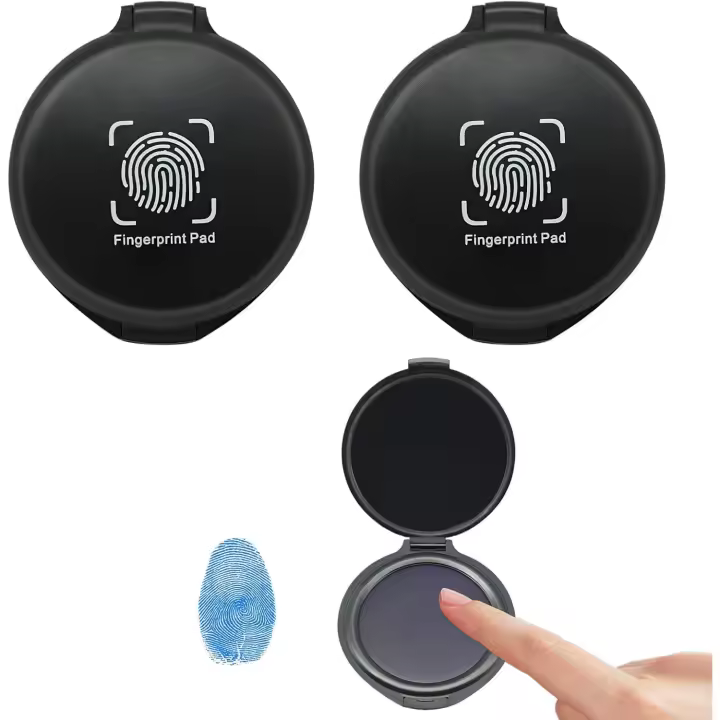 Kit portátil de 2 almohadillas de tinta azul para huellas dactilares, para identificación de seguridad. - 1