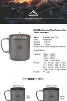 Taza De Camping Widesea De Titanio Para Viajes Y Picnics Utensilios De Mesa Para Exterior Sin Plegable Capacidad De 0.6L - details 1