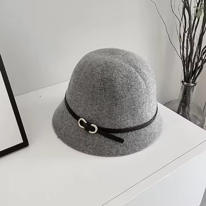 Gorro De Pescar De Lana Unisex Para Otoño E Invierno Con Cinturón Gorro De Cuenco Caliente Para Mujer Casqui De Moda Regalo - 1