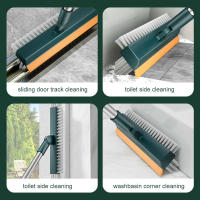 Cepillo Mágico 3 En 1 Limpieza Doméstica Cepillo De Piso Escobilla Con Mango Largo Acero Inoxidable Microfibra Para Baño Y Hogar - details 1