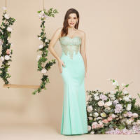 Vestido De Noche Elegante De Sirena Para Mujer Azul Rojo Con Aplicaciones Doradas Lace Sweetheart Illusion Vestido De Boda Fiesta Prom Robe De Soiree - details 8