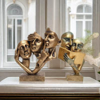 Máscara Escultura De Thinker Abstracta Y Sencilla 1pc See No Evil Hear No Evil Speak No Evil Decoración De Jardín De Resina - details 3
