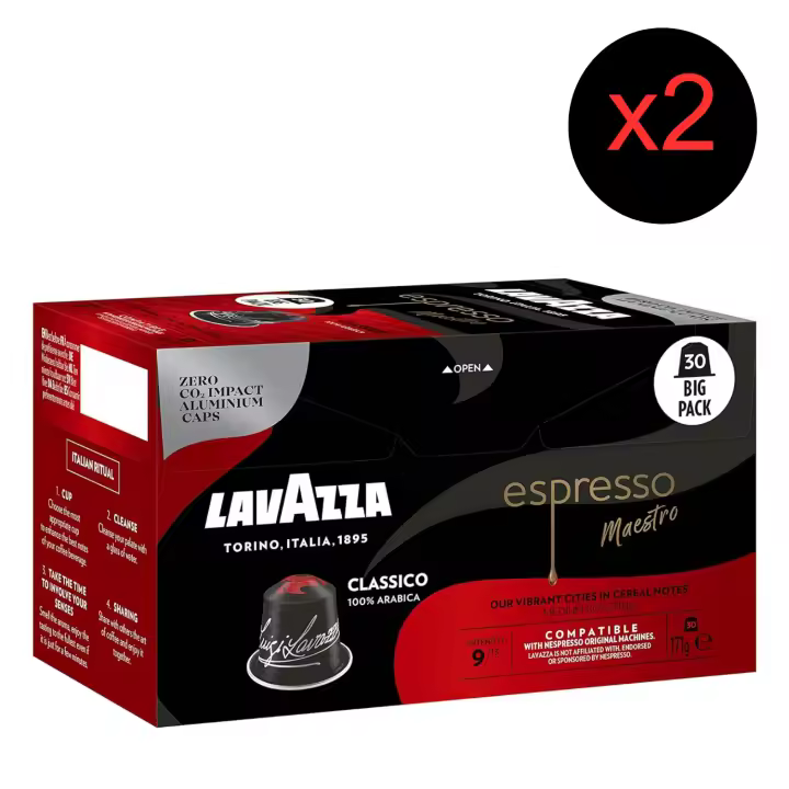 Lavazza Espresso Maestro Classico 60x Cápsulas de Café Compatibles con las Máquinas Nespresso* Original, Notas Aromáticas de Cereales y Galletas, 100% Arábica, Intensidad 9, Tueste Medio-Oscuro - 1