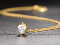 Collar Korean Minimalista Para Mujer En Color Oro Con Colgante De Corazón Y Lluvia De Cristal Joyería De Boda Regalo N481 - details 12