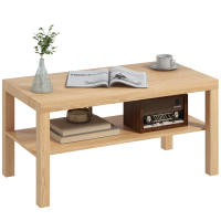 Homcom Mesa de Centro Mesita Café Mueble Salón Comedor Mesa Auxiliar Madera de 2 Niveles Mesa para Sofá Sala de Estar 90x45x40.5cm Nogal - details 0