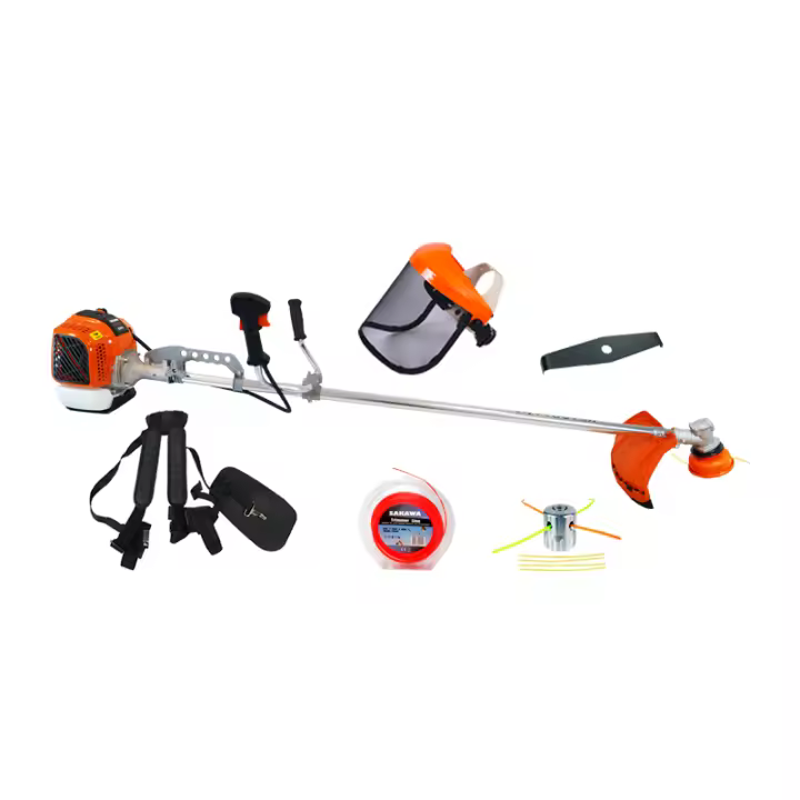Desbrozadora de Gasolina 58cc Manillar de 32mm + Hilo Nylon + Disco 2 Puntas + Cabezal Aluminio + Careta SAKAWA 2,40 - 1