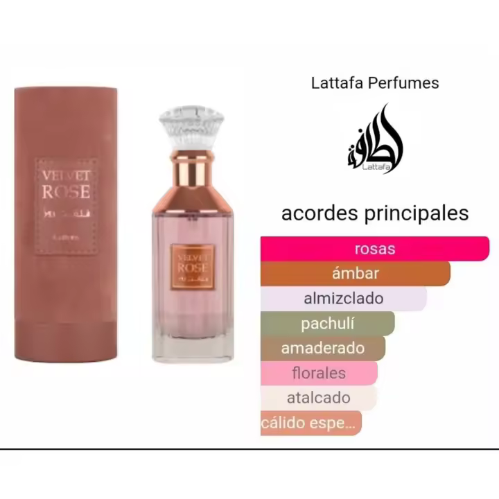 Velvet Rose de Lattafa - Eau de Parfum 100ml Original - Fragancia Floral Amaderada para Mujer - 1