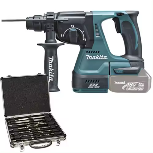 MAKITA - Martillo 3 Modos 24mm 18V DHR242Z + Regalo Kit Demolicion 17 Piezas - 1