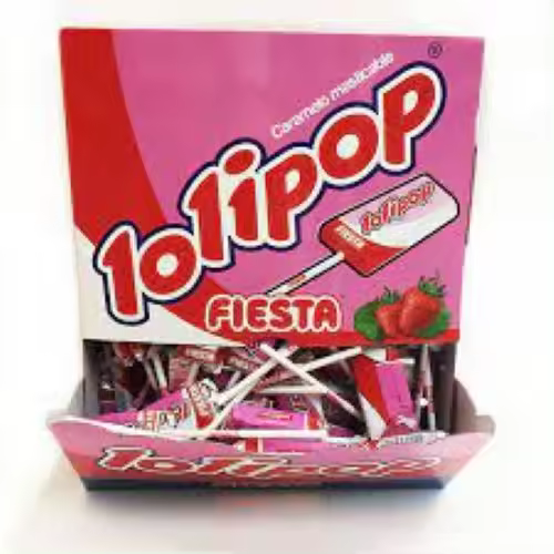 LOLIPOP FIESTA FRESA  CARAMELO BLANDO 100 UNIDADES SIN GLUTEN SIN LACTOSA - 1